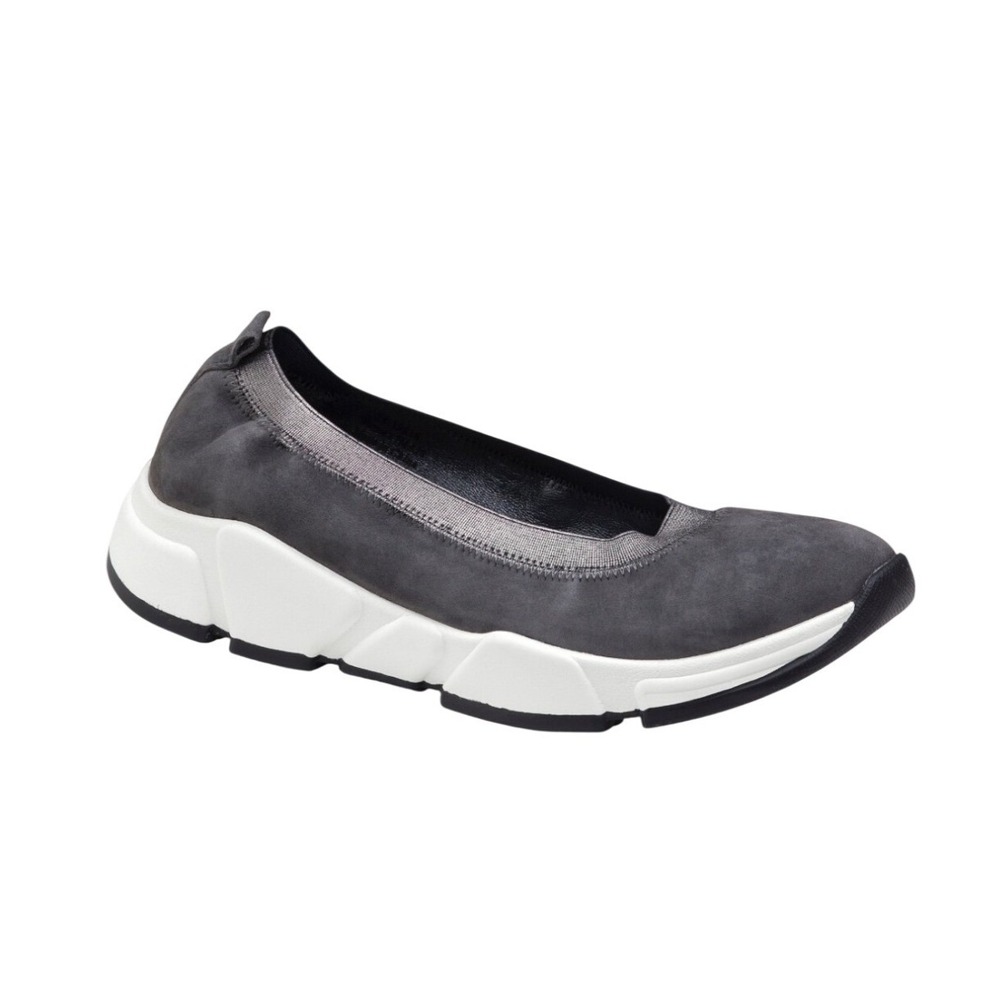 Johnston & Murphy Grey Suede Slip On Sneakers Women 8.5 M 78-19818 Comfort Flats
